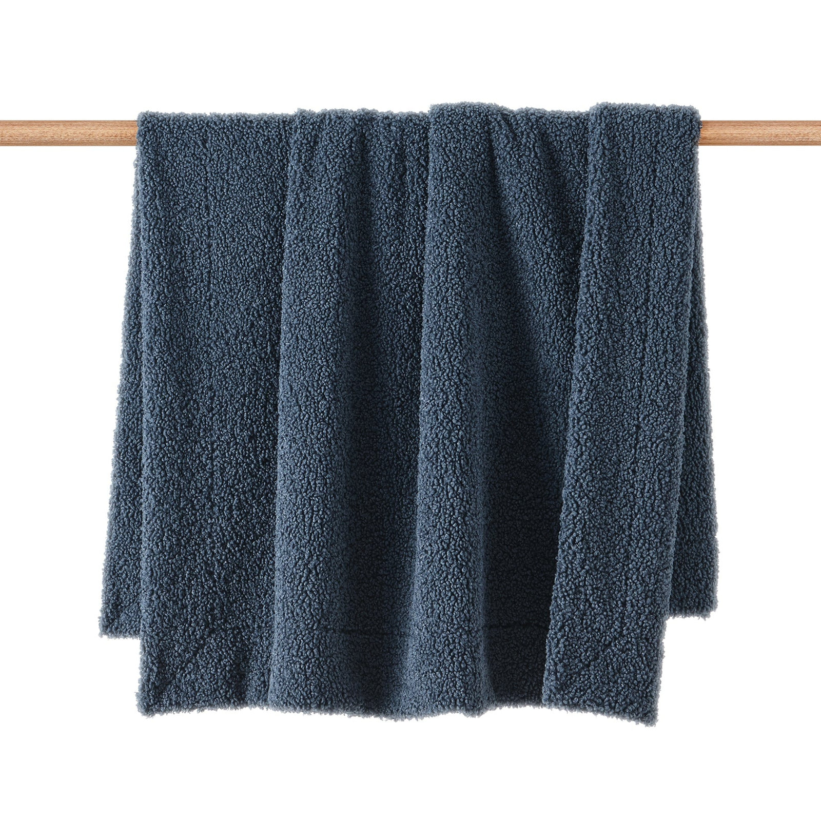 Teddy Boucle Throw Blanket, 60" W x 90" L, Midnight Blue