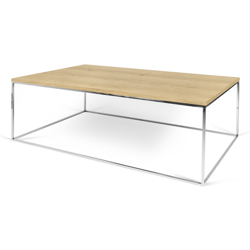 Linkous Solid Coffee Table, Chrome, Oak