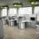 Office In An Hour L-Shaped 3 Person Cubicle with Cable Management