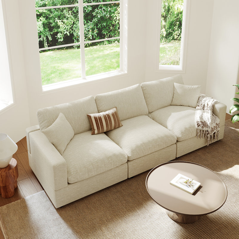 Canapé rembourré, canapé modulaire modulaire Cloud Couch pour salon, chambre à coucher, H 24,8 po x l 95,4 po x P 28,3 po, 3