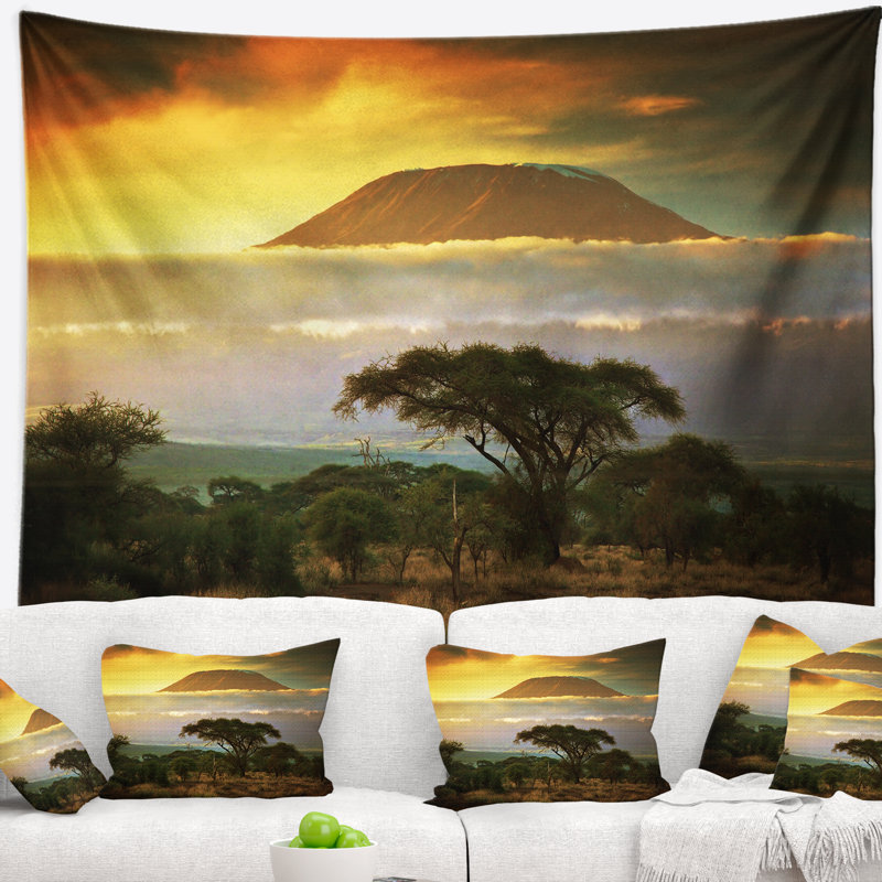 Photographie paysage mont kilimandjaro tapisserie, H 32 po x l 39 po