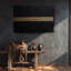 Toile noire et dorée minimaliste, larges rayures horizontales - décoration murale industrielle moderne, impression de luxe abstraite texturée pour le bureau-1505581928