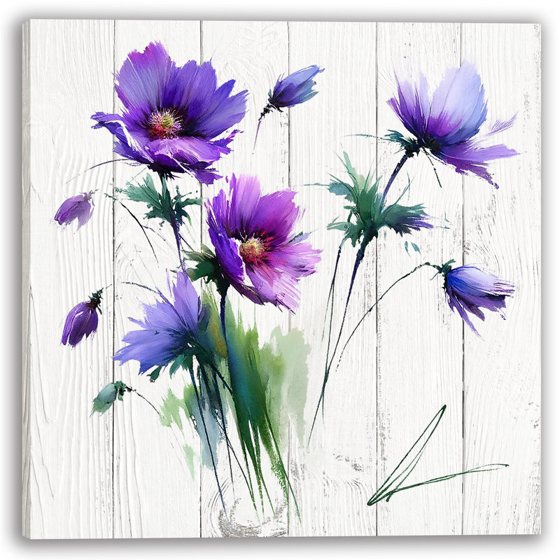 Lavande, fleurs sauvages, aquarelle, art mural, H 12 po x l 12 po
