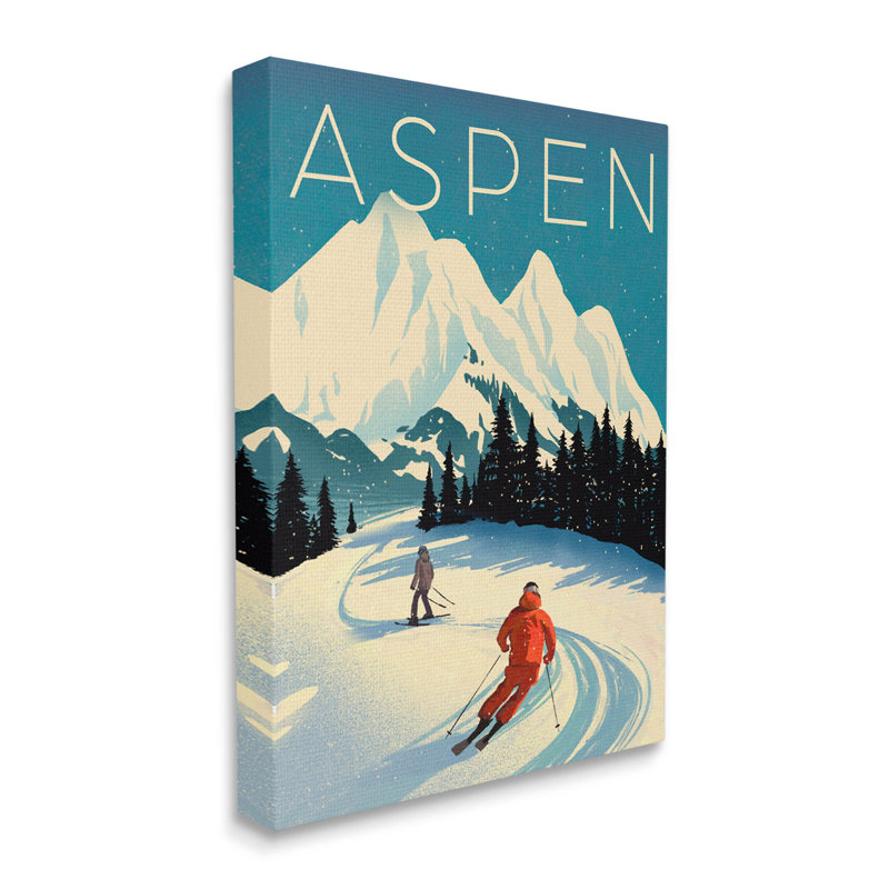«Aspen Winter Ski Scene», art mural par Ziwei Li, H 20 po x l 16 po x P 1,5 po