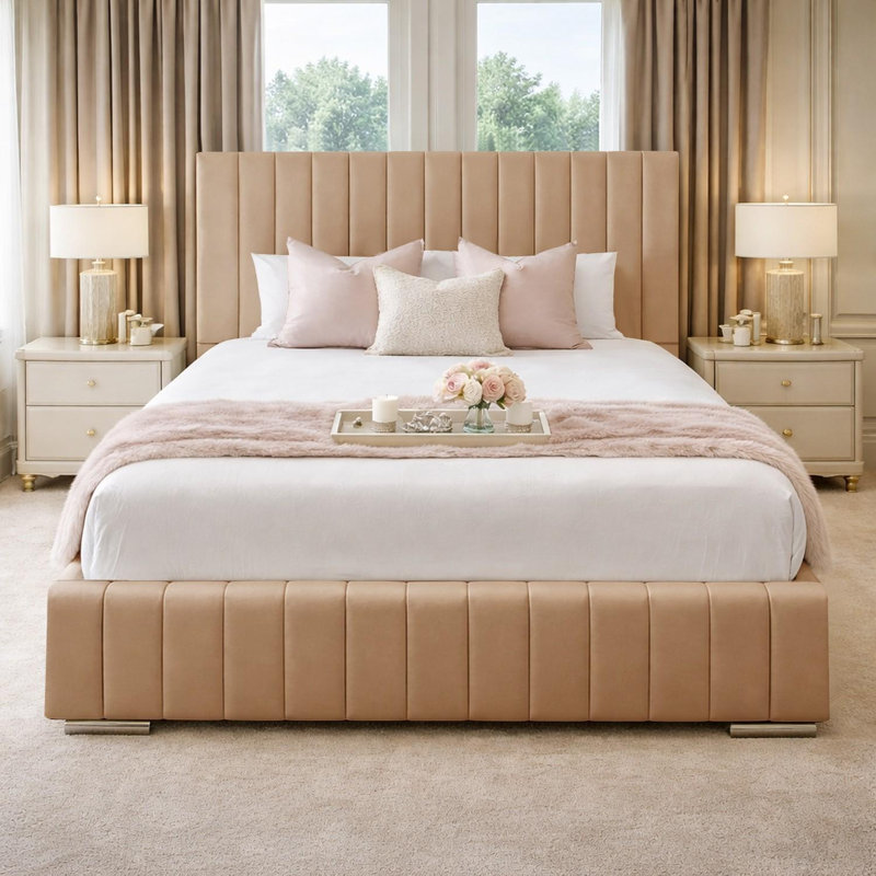 Upholstered Bed, Beige, Double (4'6)