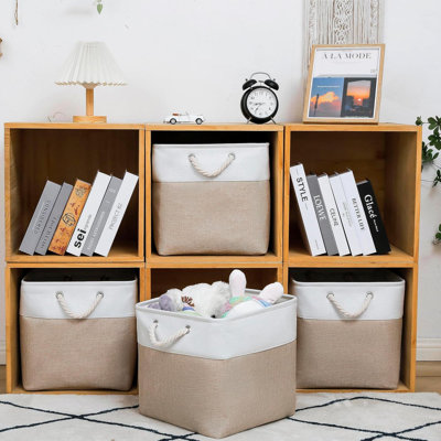 Bacs de rangement cubiques, 4 grands bacs de rangement en tissu pliables avec cordes, cubes de rangement pliables pour la maison, le bureau, le placard, les vêtements et les jouets