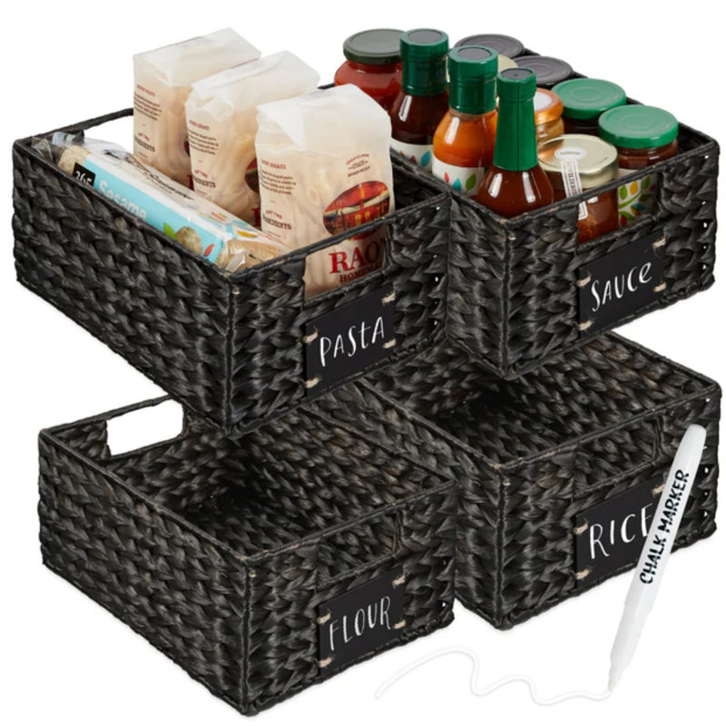 Pantry Baskets, Black, 5" H x 12" W x 9" D