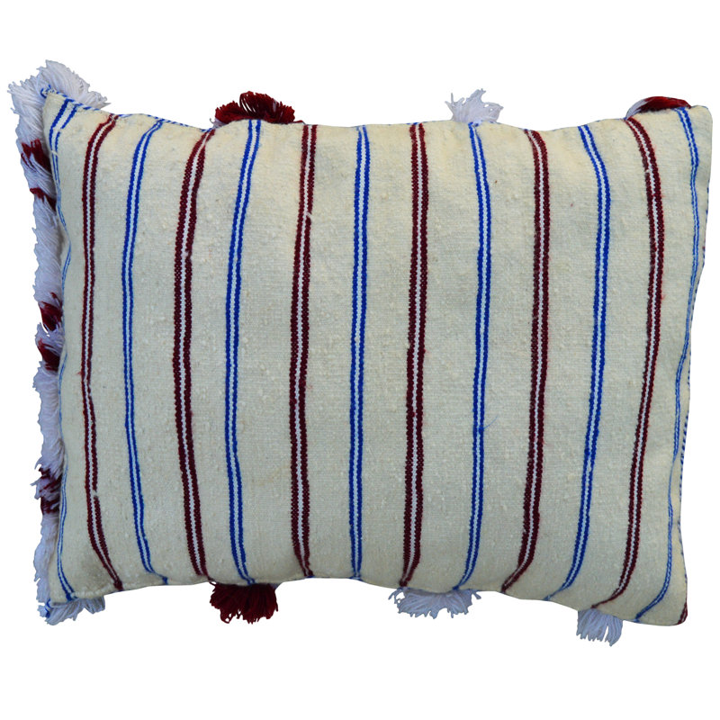 Coussin lombaire en laine rayé, 15 po x 20 po, Bas