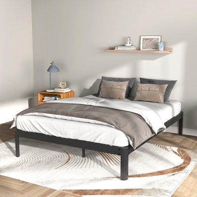 Ashwyn Verret 18-inch Cal King-Size Heavy-Duty Black Metal Platform Bed Frame with Reinforced Steel Support, Underbed Storage, No Box Spring Needed