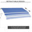 Auvent rétractable bleu foncé, 12 pi x 10 pi, tissu 280G / M et eau, manivelle manuelle, cadre en aluminium pour différentes surfaces Auvent de balcon de 10 pi, terrasse, cour