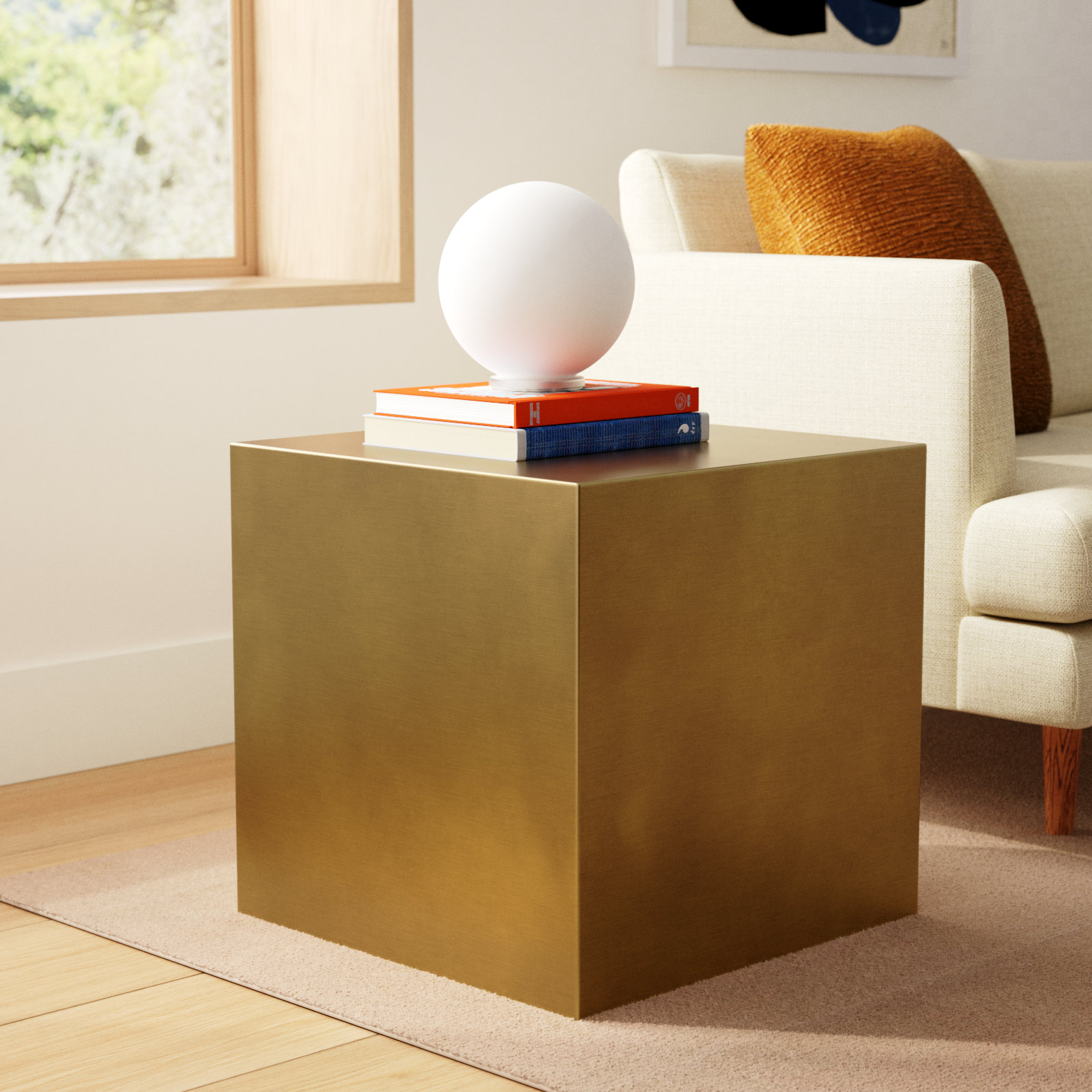 Jules End Table, 20" H x 20" x 20" D, Brass