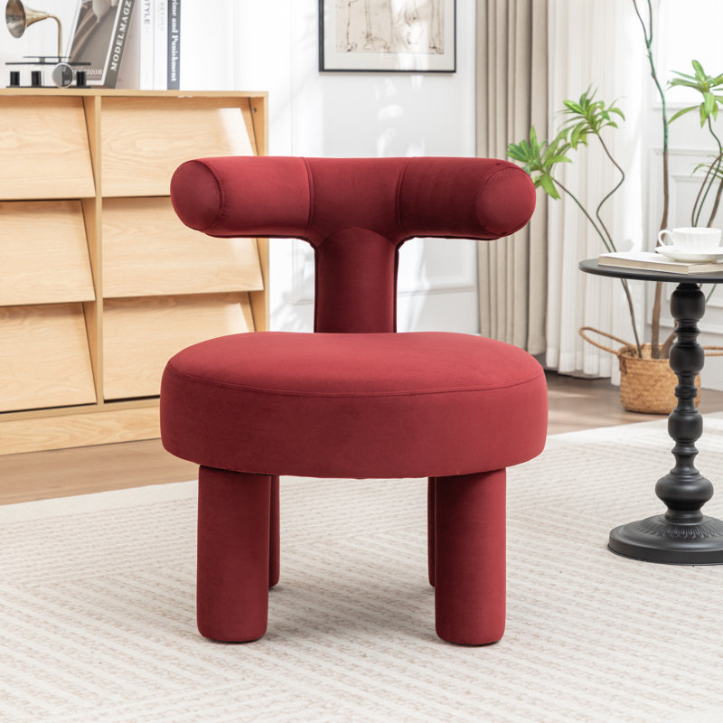 Fauteuil demi-tonneau en velours Bula, Red