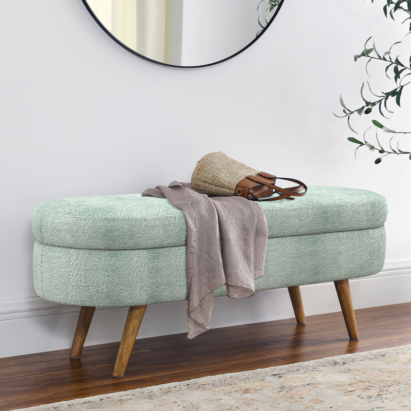 Banc de rangement rembourré 2 places Maly, Cyan