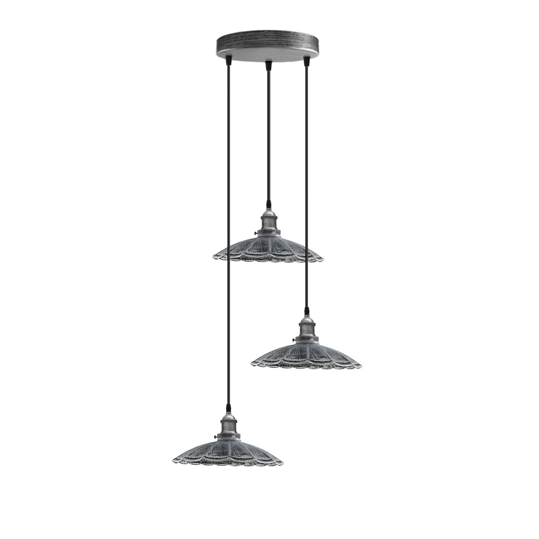 Inara 3 - Light Brushed Silver Cluster Pendant