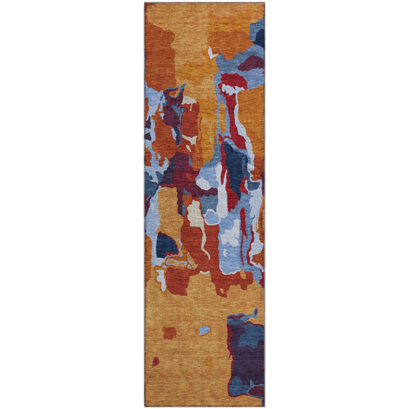 Premium Machine Washable Birchview AMF1028 Abstract Rug, Runner 2'3" x 7'6"
