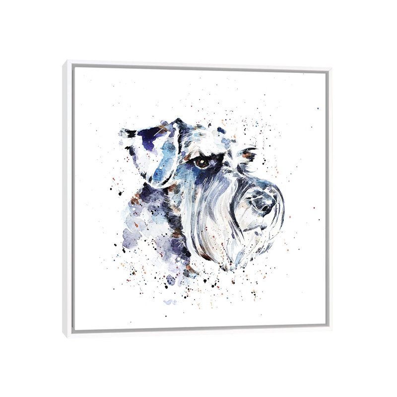 Schnauzer II par EdsWatercolours - impression, H 18 po x l 18 po x 1,5 po, Toile blanche encadrée, Pas de tapis