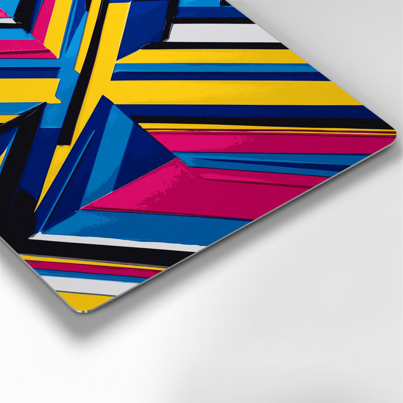 Hard Edge 75, art mural en métal mauve, H 11 po x l 14 po