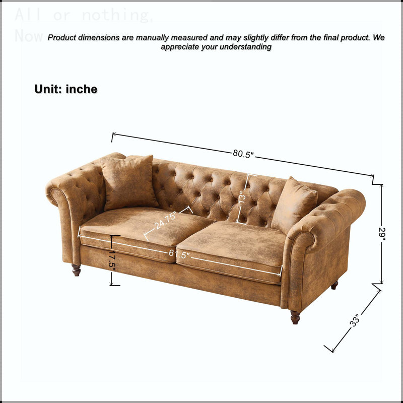Ensemble de canapés en tissu Chesterfield ‌tech à 3 places et 2 places, canapé à accoudoirs roulés en tissu High-Tech, canapé Mid-Century rembourré, canapé 3 + 2 places pour salon, bureau, appartement, brun