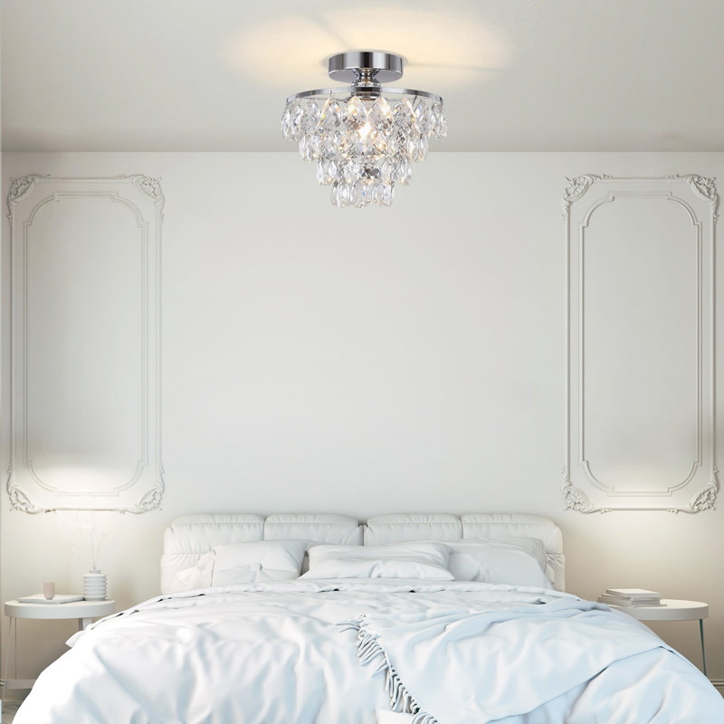 Mini-lustre en cristal Daugherty Petit plafonnier moderne en cristal pour couloir, Argent argent