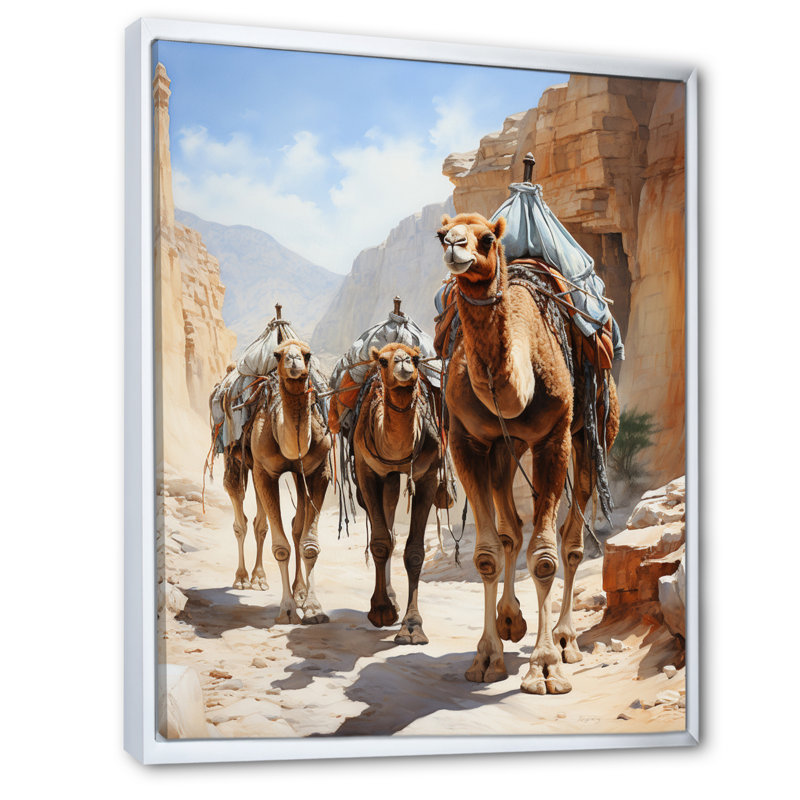 «Asian Art Silk Road II», reproduction sur toile, H 44 po x l 34 po x P 1,5 po, Cadre flottant blanc