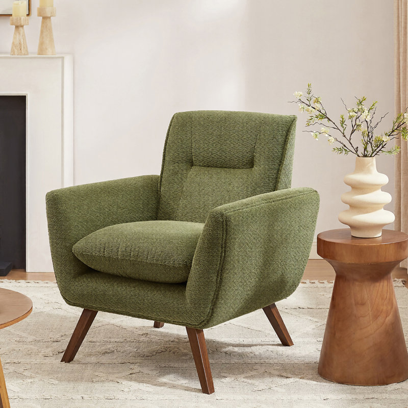 Robertia 32.68" W Upholstered Tufted Armchair, Light Green Fabric