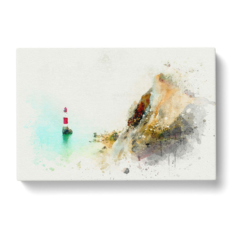 Lighthouse By The Coast In Abstract - Wrapped Canvas Painting, 60cm H x 91cm W x 3cm D