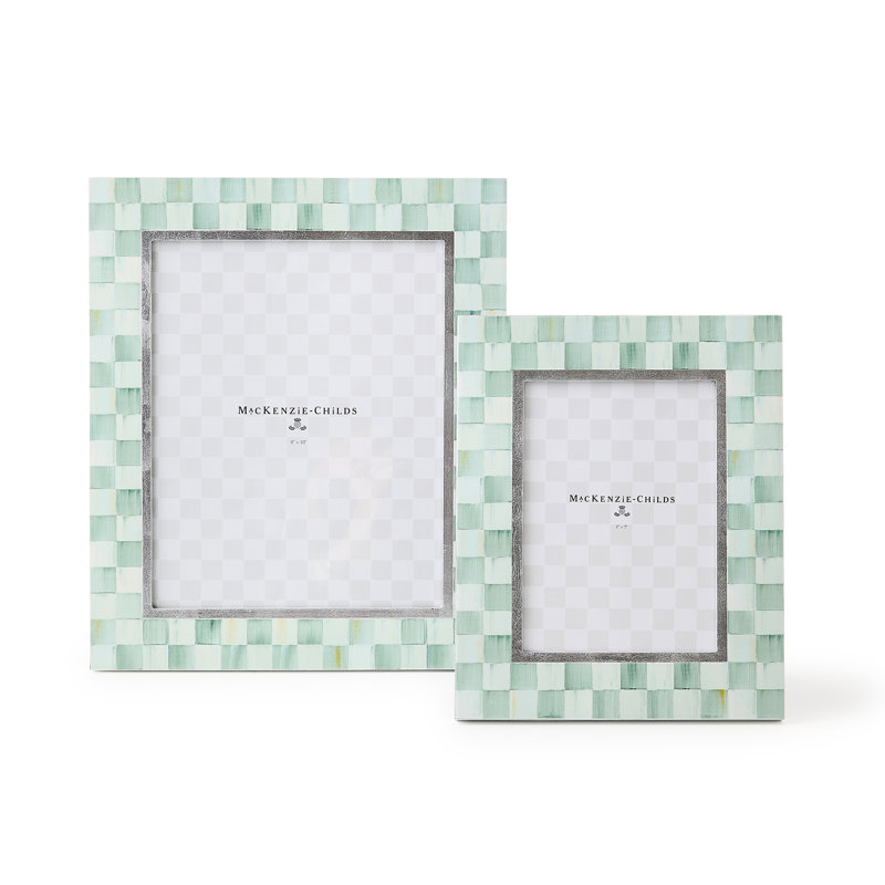 Courtly Check Lacquer Frame, 5" W x 7" H, Green/Cream
