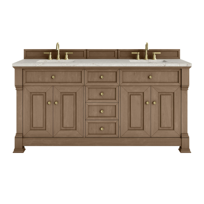 Brookfield 72'' W Double Vanity, Victorian Silver, Pecan