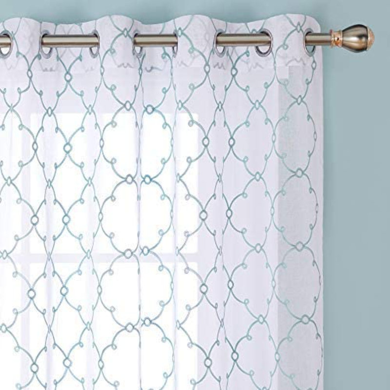 Vojtech Sheer Door Curtain Pair, 140 W x 180 D cm, Blue Diamond