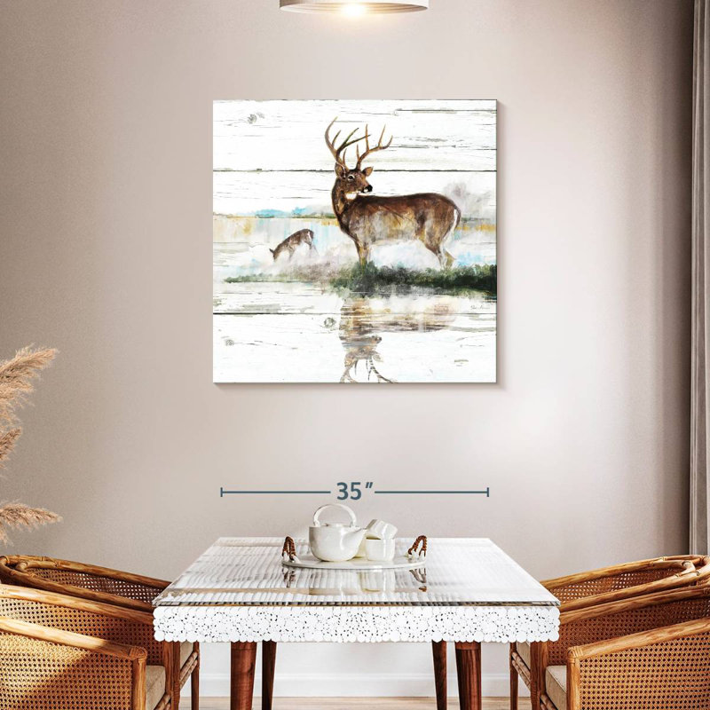 Crowle Rustic Misty Deer, 36" H x 36" W
