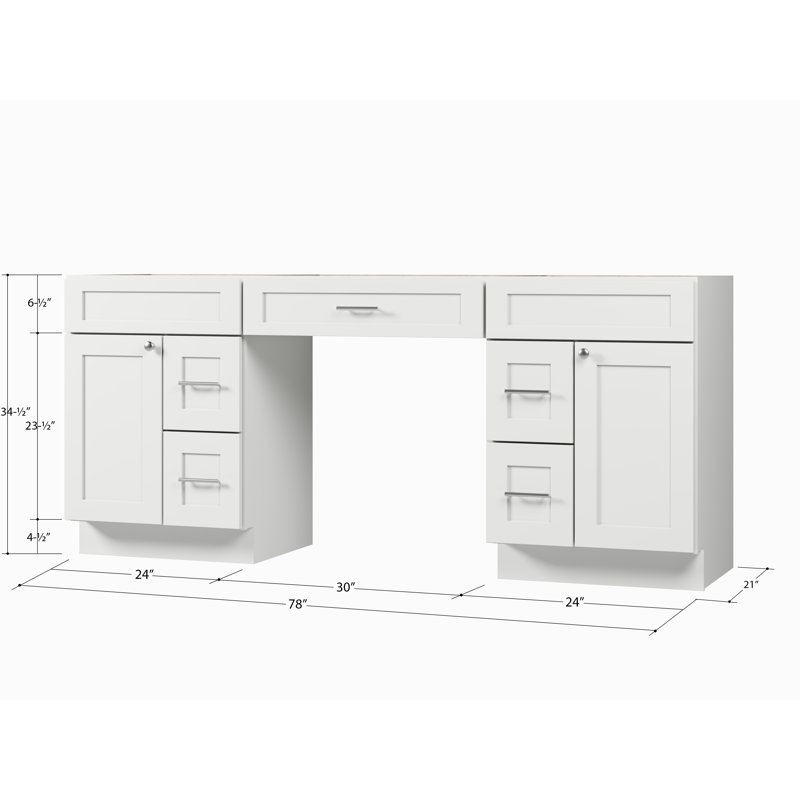 78'' Double Bathroom Vanity Base Only, White