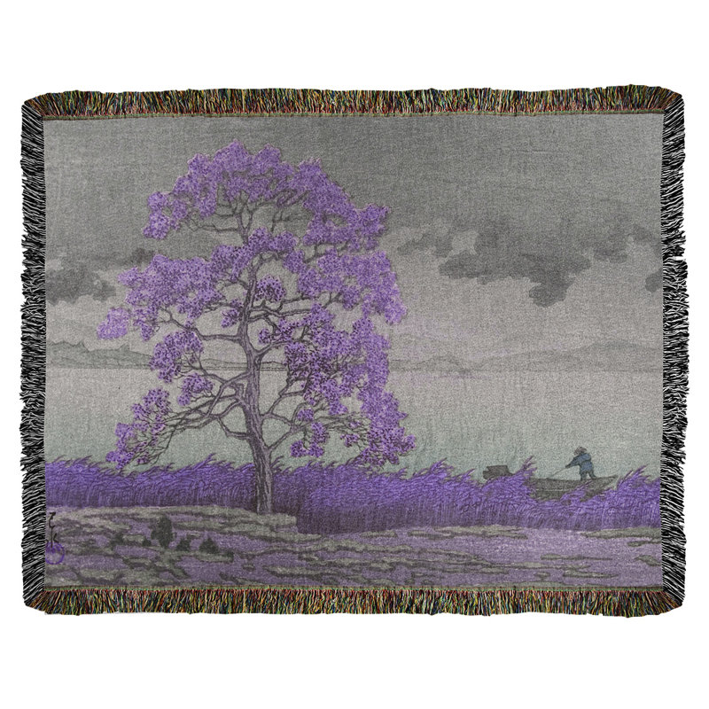 Jeté en coton hasui kawase rain over the shore, Mauve
