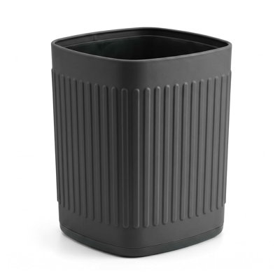 Poubelle de salle de bain en métal Smal, 1,8 G / 7 L, corbeille, noir | Fabrication en métal, base antidérapante, imperméable, robuste et résistante aux chutes, toit ouvert, pour chambre à coucher, salon, bureau, salle de bain