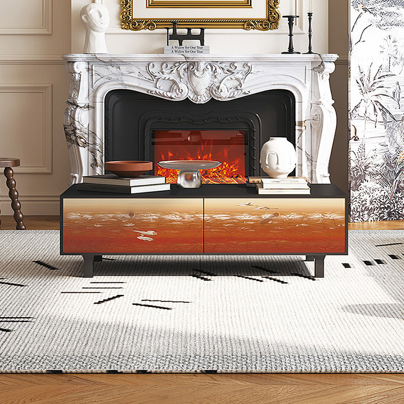 Table basse avec rangement peint français rétro, Noir
