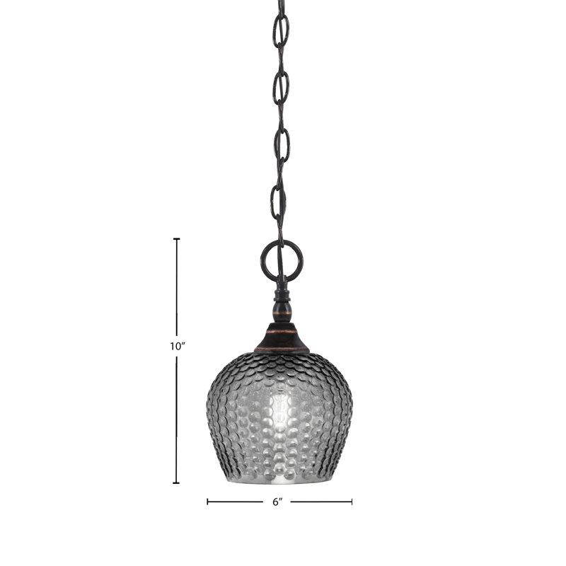 Mini-luminaire suspendu en chaîne avec verre, Cuivre / noir