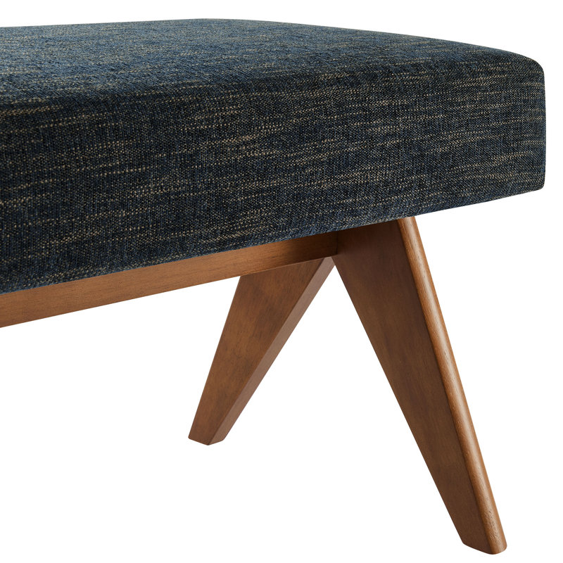 Lyra Fabric Upholstered Bench, 18.50"H x 63"W x 18"D, Azure