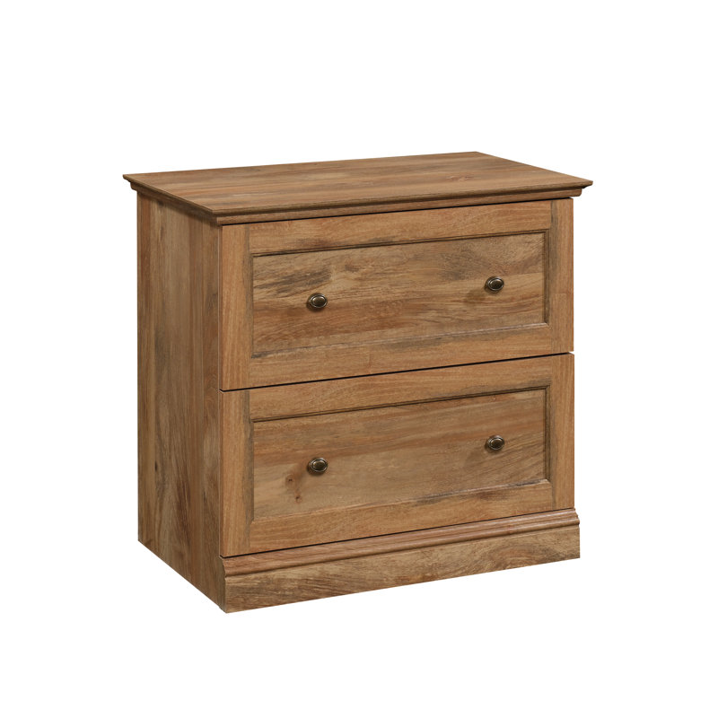 Classeur latéral en bois d'ingénierie avec 2 tiroirs, brun