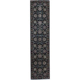 Hand-Knotted High-Quality Black and Black Runner