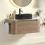 Meuble-lavabo de salle de bain avec lavabo, armoire murale avec porte-serviettes gratuit, conception de lavabo simple en céramique rayée ovale noire, sans drain et robinet, pré-assemblé