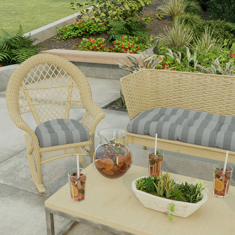 19" x 19" Outdoor Wicker Seat Cushion, Conway Smoke Polyester