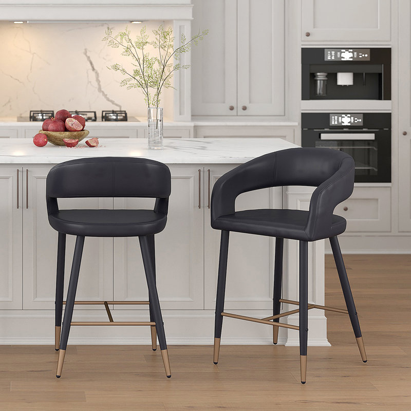 Benesha Upholstered Counter Stool, Black