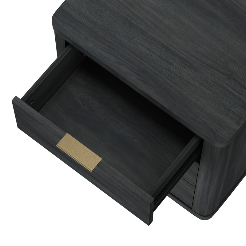 Evelyn 20" Nightstand In Charcoal Gray (3-Drawer), Charcoal Gray