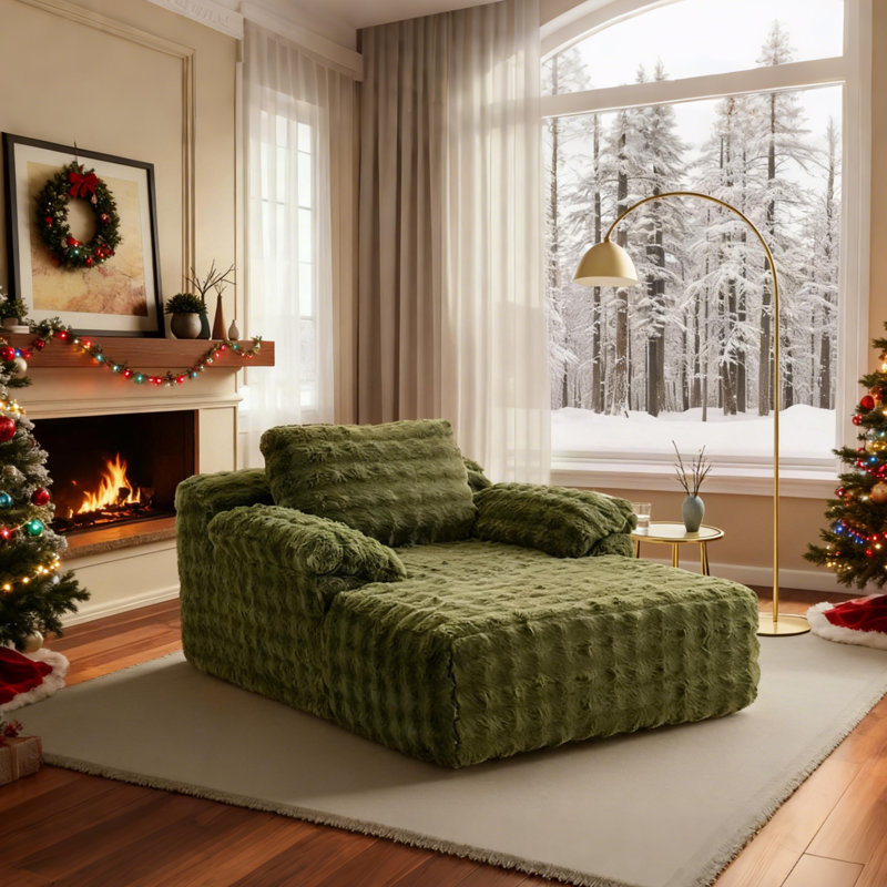 Très grand canapé-lit en velours Boneless, Vert