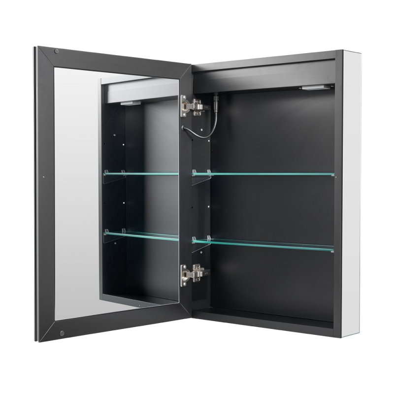 Armoire à pharmacie éclairée avec miroir, 51 x 71 cm, encastré ou mural, éclairage DEL 3 couleurs à intensité variable, étagères réglables, fonction antibuée à mémoire.