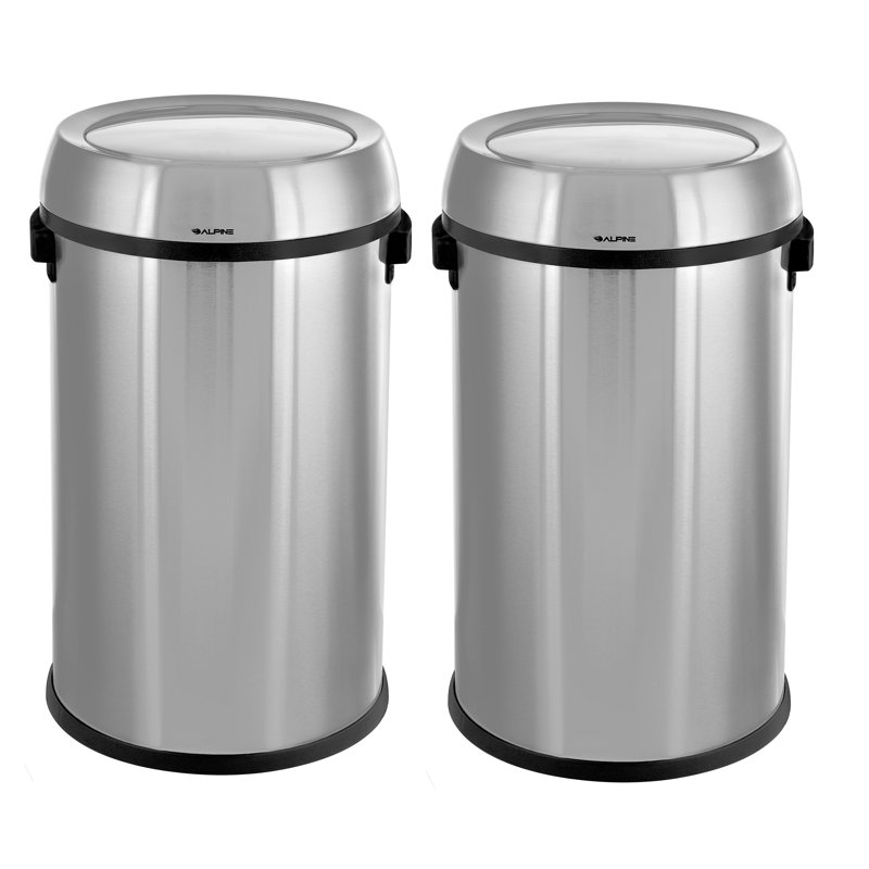 Stainless Steel 17-Gallon Commercial Trash Can with Swing Lid