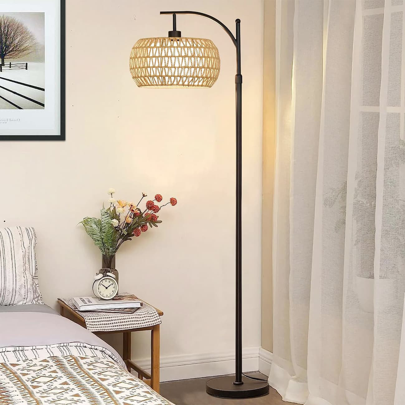 Mengjay Lampe Sur Pied De Chambre à Coucher,Lampe Sur Pied En Cristal Lampe De Lecture