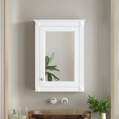 Armoire de rangement de salle de bain murale 20 "avec miroir, armoire à pharmacie avec tablettes réglables en hauteur, armoire de rangement au-dessus de la toilette