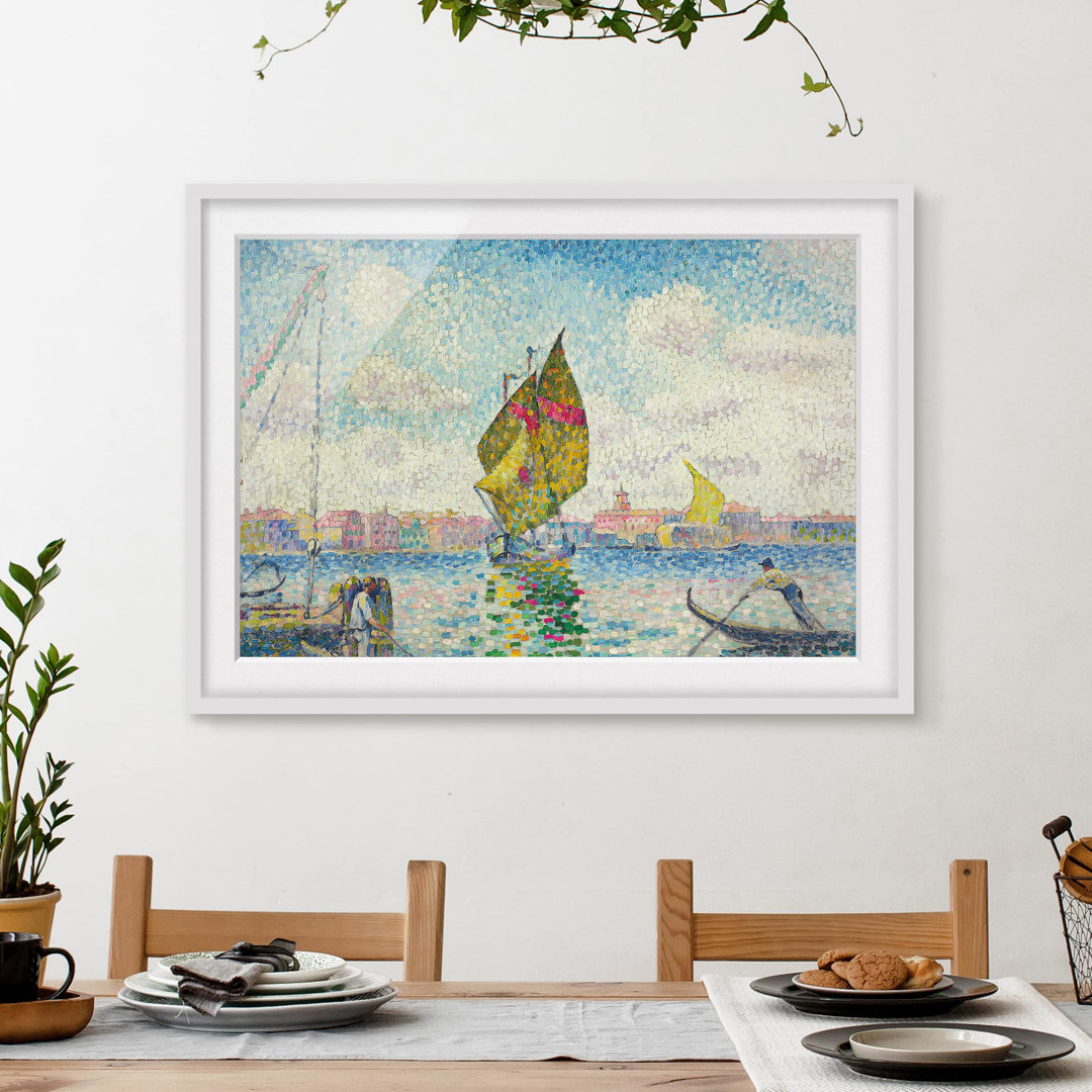 Gerahmtes Poster Segelboote auf der Giudecca von Henri Edmond Cross