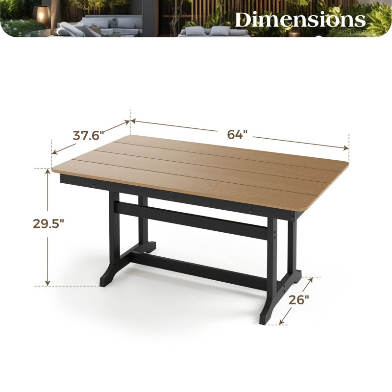 Rectangular HDPE 64" Patio Dining Table