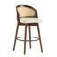 Tabouret de bar d'intérieur en bois Como, finition noyer avec revêtement beige, ensemble de 2